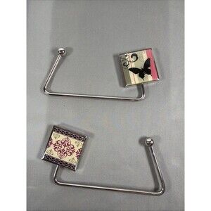 Vintage Style Gold Tone Folding Purse Hangers Table Hooks - Set of 2